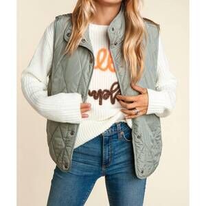 NEW HAPTICS quilted puffer vest in sage